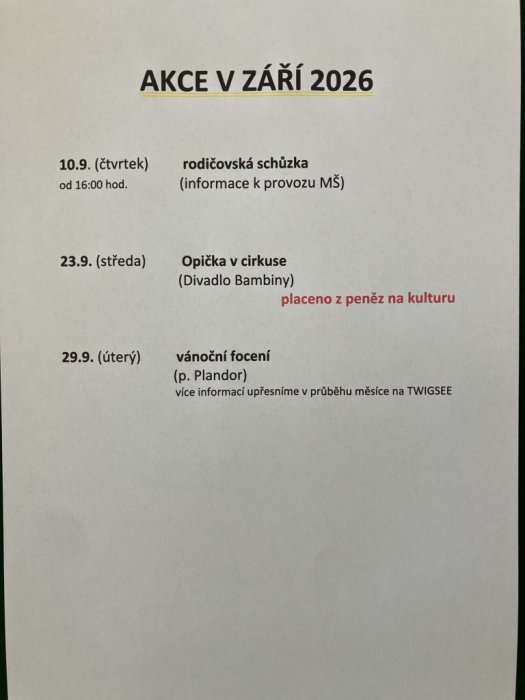Akce září 2026